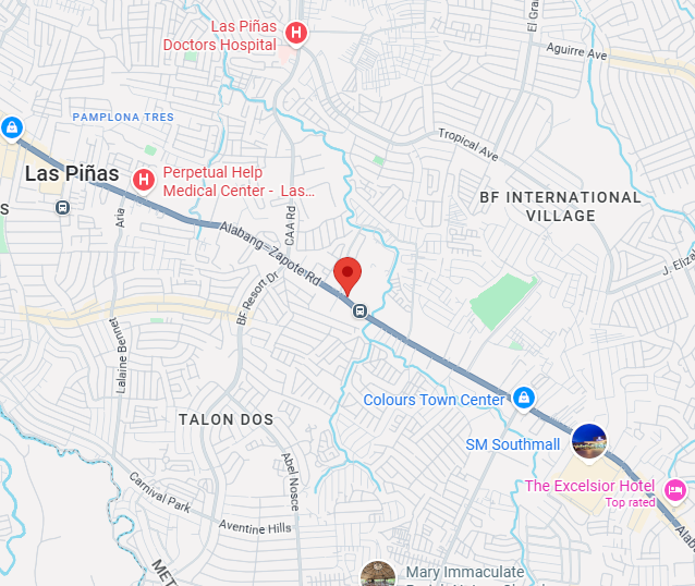 Map showing Crest Hotel Las Piñas location